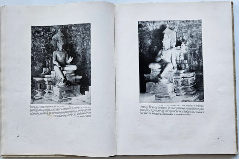 Black & White Images of ancient stone Buddha statues - History of Civilization in Java