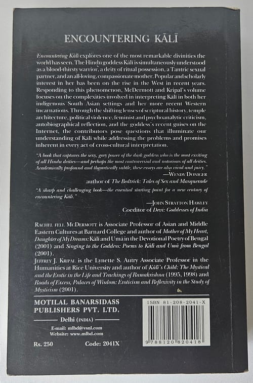 Back cover of book Encountering Kali By Rachal Fell McDermott
