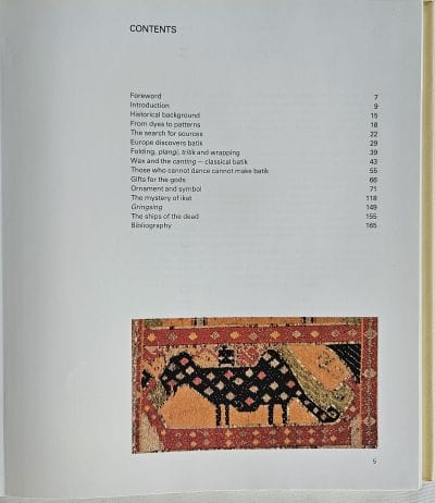 Contents of Indonesian Ikat and Batik Book