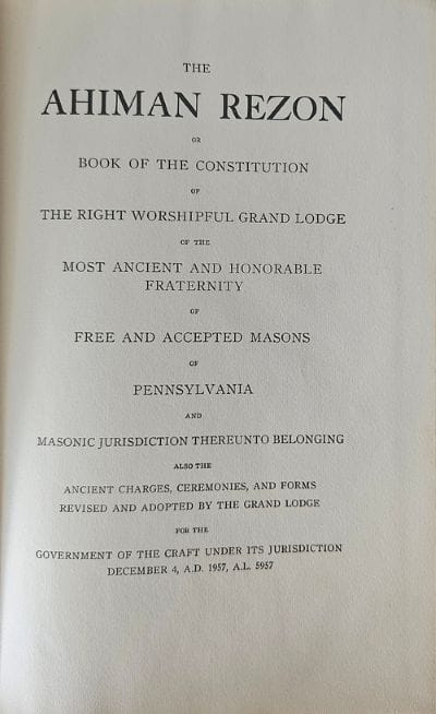 First Page Ahiman Rezon - Masonic Constitution